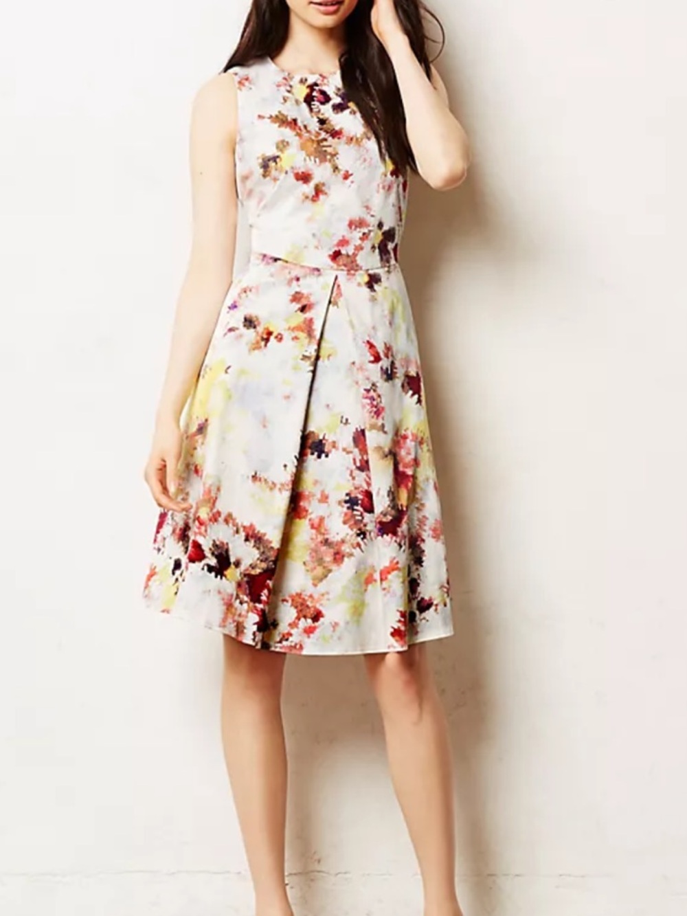 HUNTER BELL ANTHROPOLOGIE Kukka Tea Dress Fit and Flare Abstract Cotton Sz 4